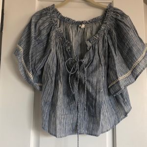 Blue and white crop top